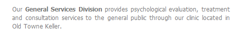 Dr. Goodness and associates general psychology division provides psychological evaluation treatment and consultation to the general public